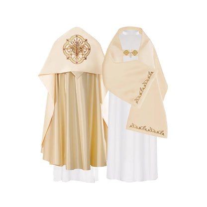 Humeral veil ecru IHS embroidery 100% polyester