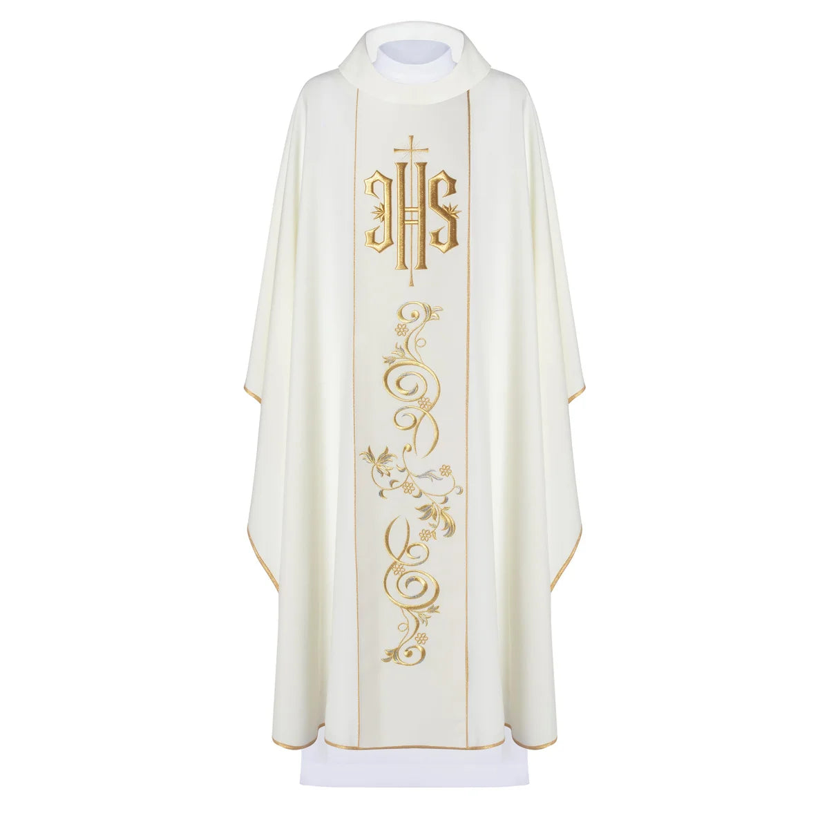 IHS Chasuble with golden embroidery in 80% polyester 20% wool