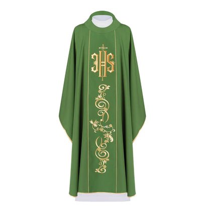 IHS Chasuble with golden embroidery in 80% polyester 20% wool